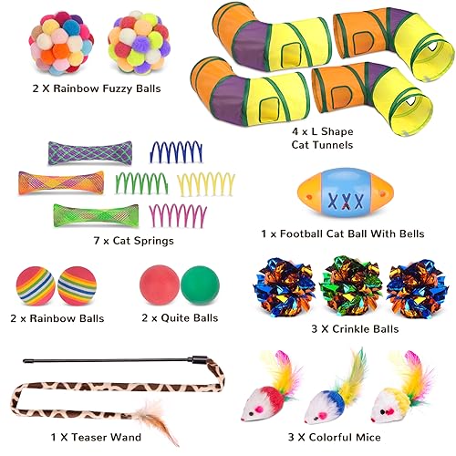 Interactive Cat Toys for Indoor Cats Kitten (Extra Large Cat Tunnel Toy Set)