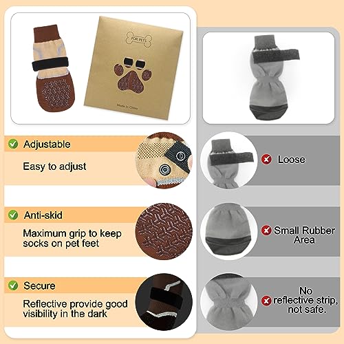 Dog Socks to Prevent Licking Paws for Hot (Reflective Brown / M(Pack of 4))