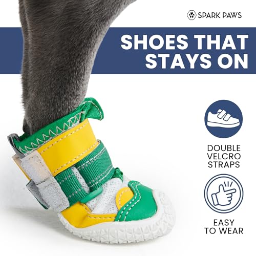365 Dog Shoes (Green Yellow / Size 2: 1.8"x2.17"(W*L) (Pack of 4))