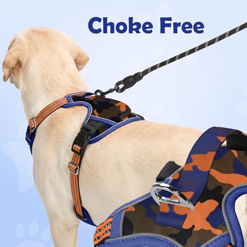 Dog Harness No Pull (Camo Orange / Large)