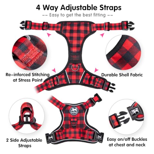 Plaid Dog Harness Large (Large / Checkered Red)