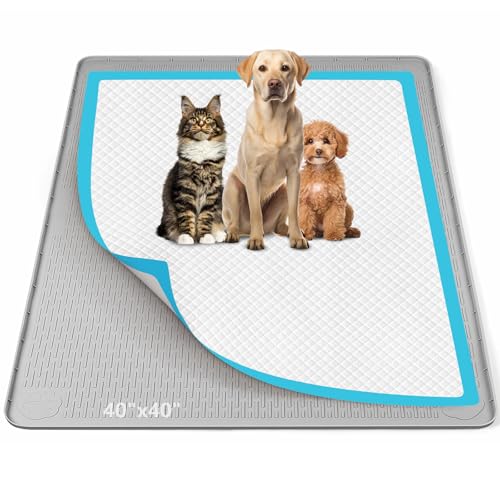 Pee Pad Holder for Dogs 40''x40'' Silicone Puppy Pee Pad Tray (Light Grey)