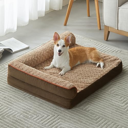 Orthopedic Washable Dog Bed (Beige Coffee / 36.0"l x 27.0"w x 6.5"th)