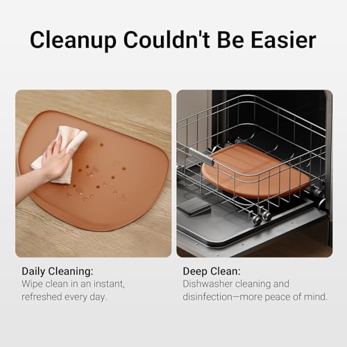 Dog Food Mat Silicone Waterproof Feeding Mat (24"L x 17"W / Coral)