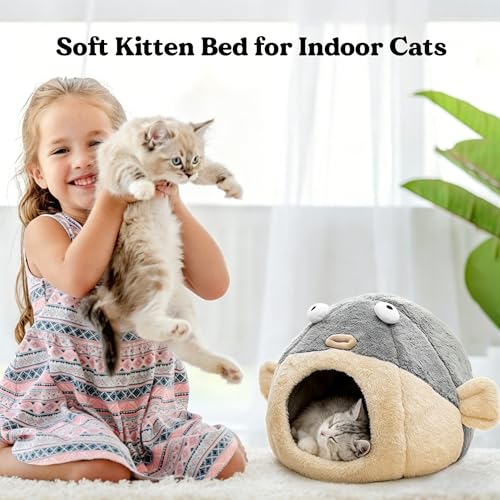 Cat Beds for Indoor Cats (M 14.6'' / Grey)