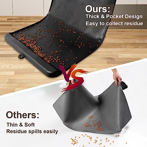 Dog Food Mat Silicone Dog Mat for Food and Water (Black / 28"L x 20"W)