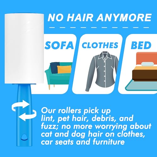 400 Sheets Lint Rollers for Pet Hair Extra Sticky