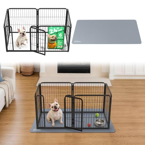 Homeplus Indoor Dog Playpen with Floor Protector Mat (Black / 24"H)