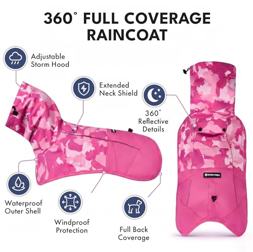 Dog Raincoat Waterproof Rain Jacket w (Camo Pink / 4XL)