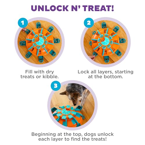Nina Ottosson Tower of Treats Dog Toy Treat Puzzle (Tower of Treats (Orange, Blue) / 1 Count (Pack of 1))
