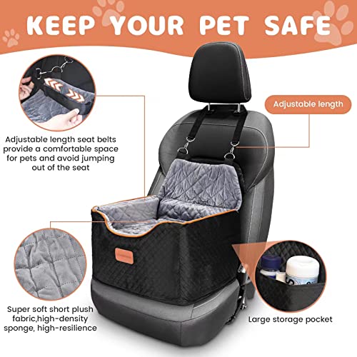 Memory Foam Booster Dog Car Seat with Washable Removable Cover (Black / Small)