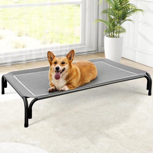 Outdoor Elevated Dog Bed for Medium Sized Dogs (M(35.50"x25.60"x8.00") / Grey)