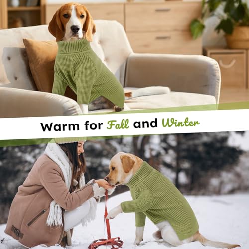 Dog Sweater Turtleneck Long Sleeve Dog Sweaters for Large Dogs (Green / XXX-Large)