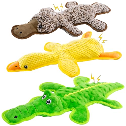 No Stuffing Dog Squeak Toys (Yellow&Coffee&Green)