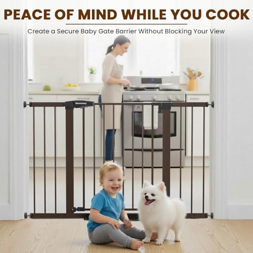 29.7 48" Baby Gate for Stairs (Brown / 29.7-48"W x 28"H)