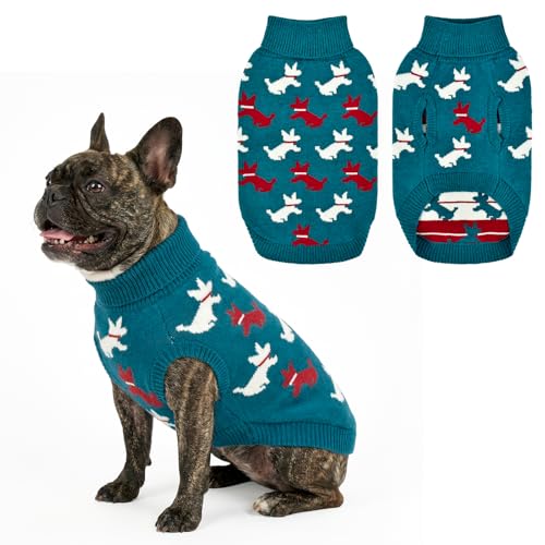 Cute Dog Sweater with Puppy Pattern Soft Dog Knitwear Thermal Puppy Doggie Clothes Breathable Pet Knitwear Cozzy Warm Pet Pullover Outfit for Small Medium Large Dogs S (Small)