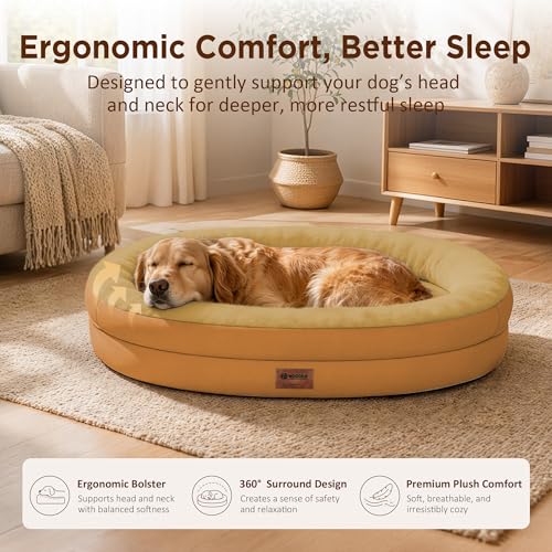 Waterproof Orthopedic Dog Bed for Extra Large Dogs (Orange / 48"L x 35"W x 7.5"Th)