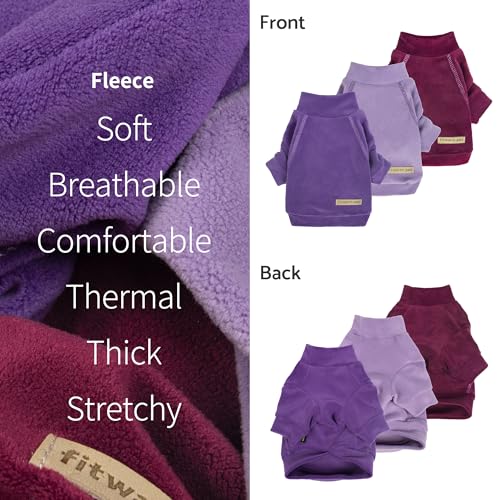 3 Pack Classic Fleece Dog Sweater (X-Small / Purple-MediumPurple-FireBrick)