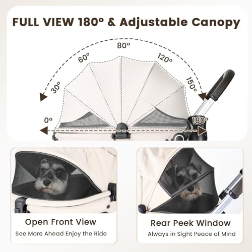 Beberoad Dog T4 Max Stroller for Small Medium Pets One (T4 Max Beige)