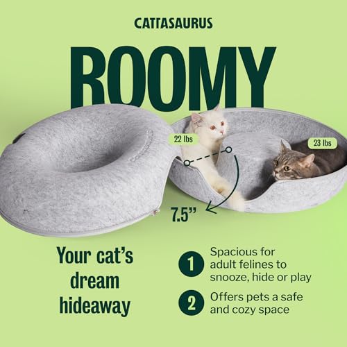 Peekaboo Cat Cave Donut for Multiple & Large Cats up to 30 (Light Gray / Large)