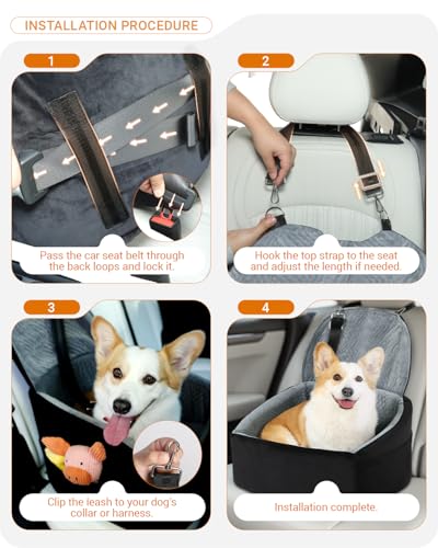 Dog Booster Car Seat with Extend Backrest for Small Medium Pet (Black&Grey / 18.5"l X 18.5"w X 22"h)