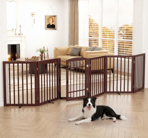 Dog Gate Indoor (Espresso / 132.3"Wx30"H, 6 Panels w/ Door)