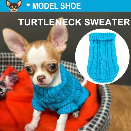 2 Pack Dog Sweaters for Small Dogs (Medium / Blue-White)