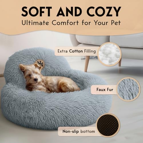 PetJett Small Dog Bed (Bright Grey / Small - 23”L x 23”W x 8”Th)