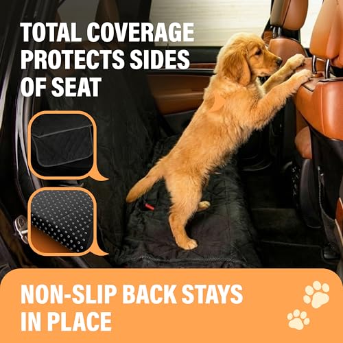 Black Car Rear Seat Cover for Dogs (Black / Standard)