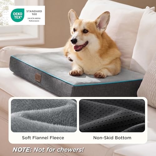 Memory Foam Dog Bed Medium Size Dog (29"L x 18"W x 3"Th / Grey)