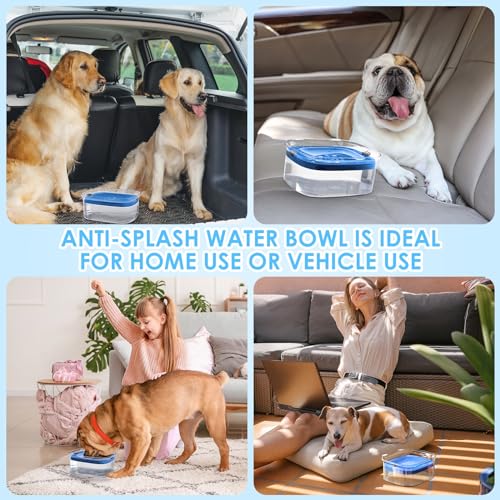 3L No Spill Dog Water Bowl with Slow Drinking Disk (Navy Blue)