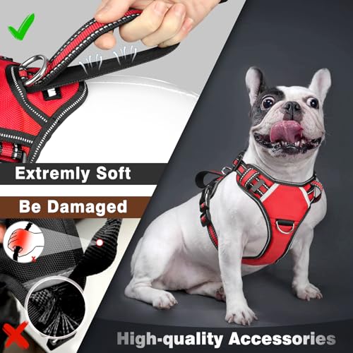 Service Dog Vest No Pull Dog Harness with 7 Dog Patches (Medium / Red)
