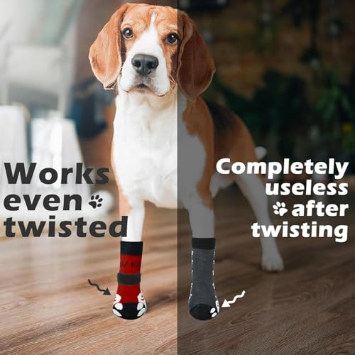 6PCS Anti Slip Dog Socks to Prevent Licking Paws (Medium (6 Count) / Red)