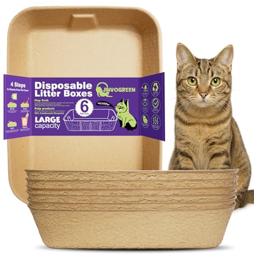 6 Pack Disposable Litter Boxes for Kitty Cats (Brown)