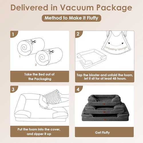Orthopedic XXL Dog Bed (Dark Grey / 48.0"l X 35.0"w X 8.0"th)
