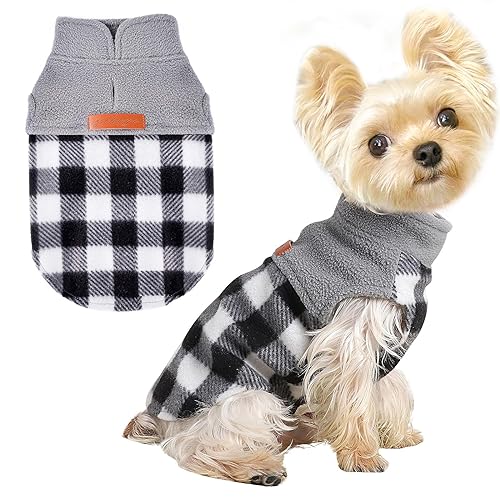 Small Dog Sweater (Grey Plaid / XX-Small (Chest 11in ))