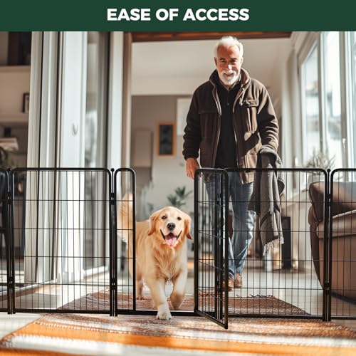 Dog Gate Extra Wide Adjustable for Openings Up to 219" (Black / Up to 219" W【7 Panels + 1 Door】 / 40"H)