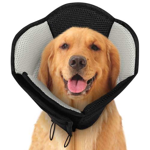 Dog Cones for Large Dogs Soft Dog Cone to Stop Licking (Black / X-Large)