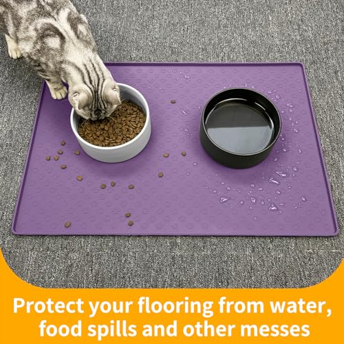 Dog Food Mat Anti (24.5"L x 16.5"W / Purple)