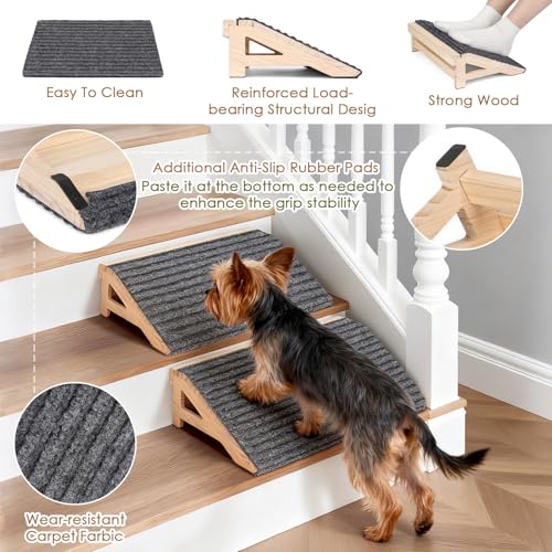 Wood Dog Ramp Stairs for Outdoor (2 Pack-13.8"Lx10.2"Wx4.3"H)