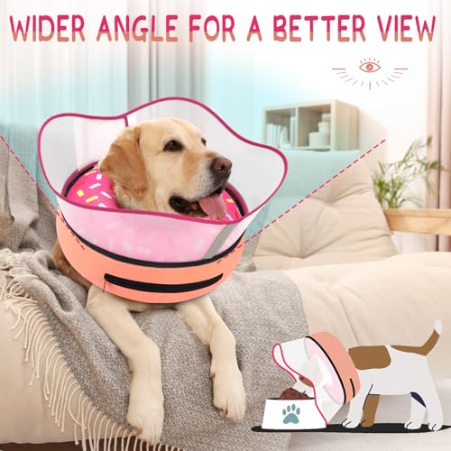 Raised Inflatable Dog Cone Collar to Stop Licking (Donut Pink / XL(Neck 14"-18"))