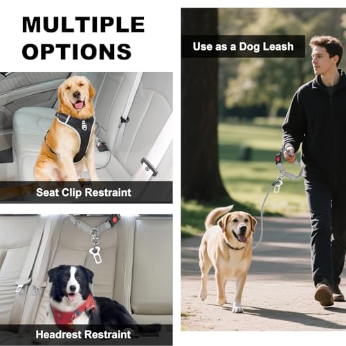 Dog Seat Belt for Car (2 Pack(Grey))