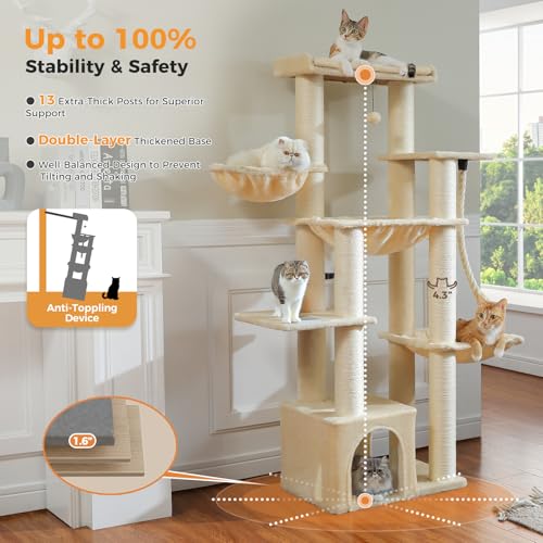Heavy Duty Cat Tree (Beige / 67in)