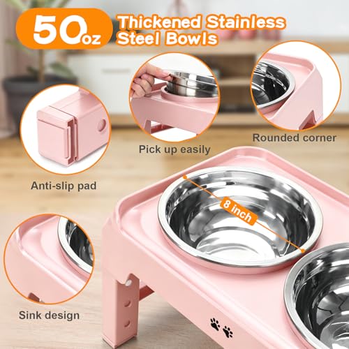 Elevated Dog Bowls (Pink / 8" for Medium Dogs)