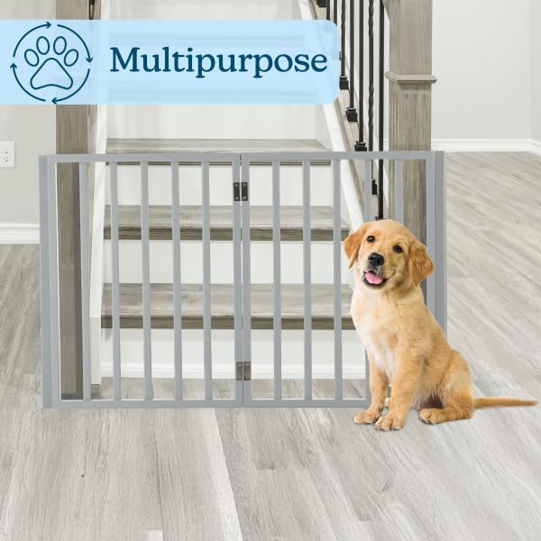 Pet Gate 4 Panel Freestanding Dog Gate Indoor (Gray / 4 Panel)
