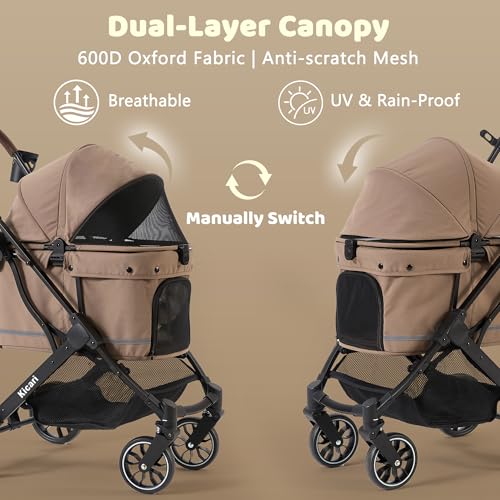 All Terrain Dog Stroller for Small to Medium Dogs (Mocha Brown)