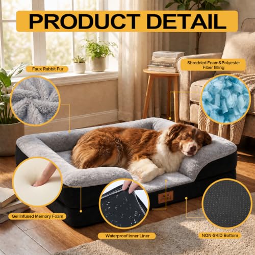 Orthopedic Dog Bed Medium Size Dog (Black / 30.0" L x 20.0" W x 6.3" Th)