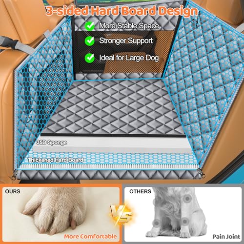 Hard Bottom Dog Car Seat for Back Seat (Dark Gray / Standard - 54" Length)