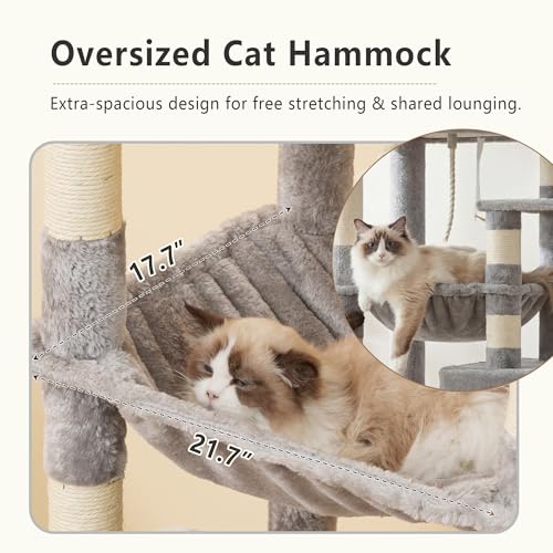 64.2" Heavy Duty Cat Tree for Large Cats with Wide Base HCT027W (64.2 inch / Light Gray)