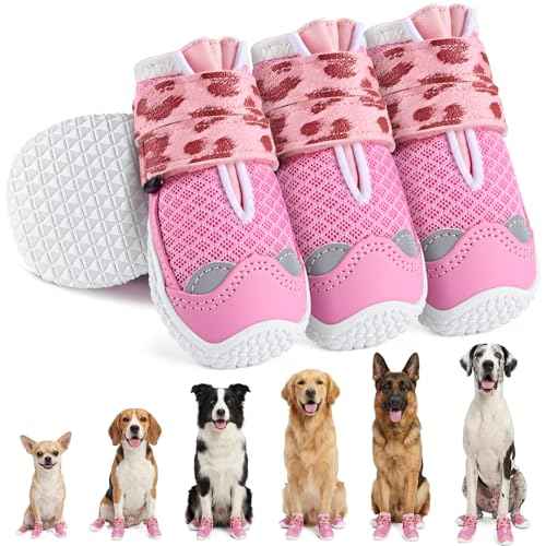 Dog Shoes for Large Small Medium Dogs (Hot Pink / #1 (Width 1.6 inch) for 14-23 lbs)